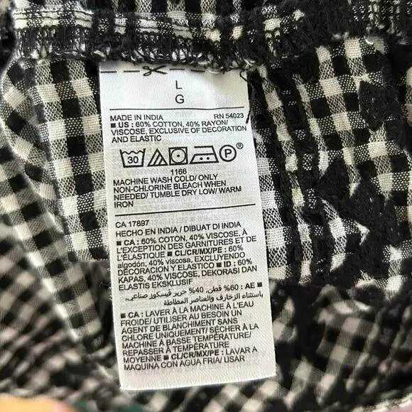 Old Navy Gingham Tank Top Preppy Boho Women Black Sleeveless Embroidery Large - Picture 6 of 7